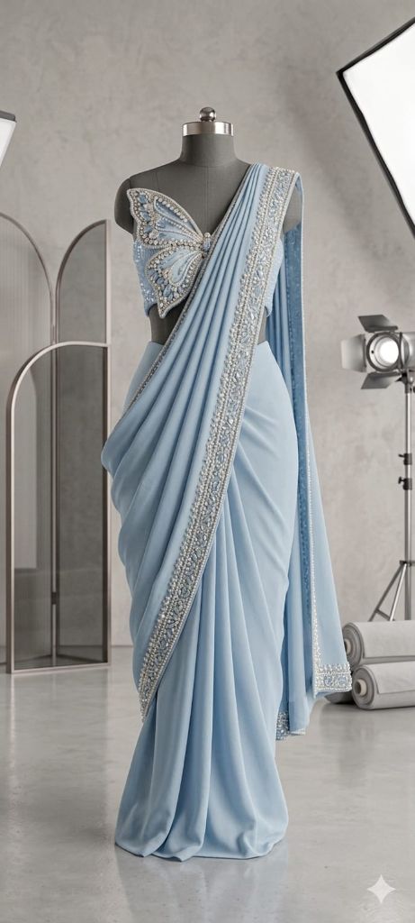 Blue Butterfly Saree
